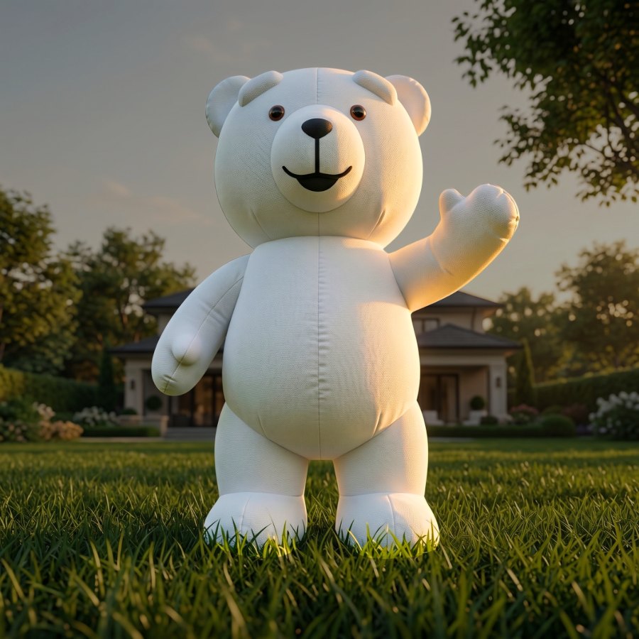 Inflatable white bear figure