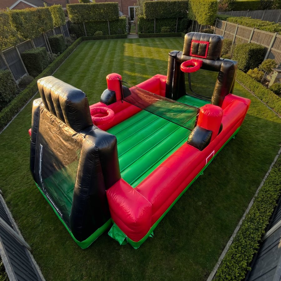 Red soap football field