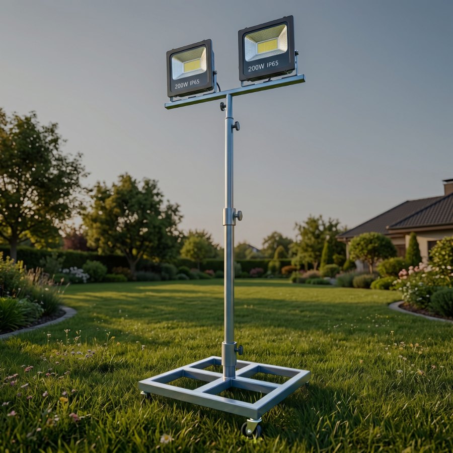 2x white LED light with metal column